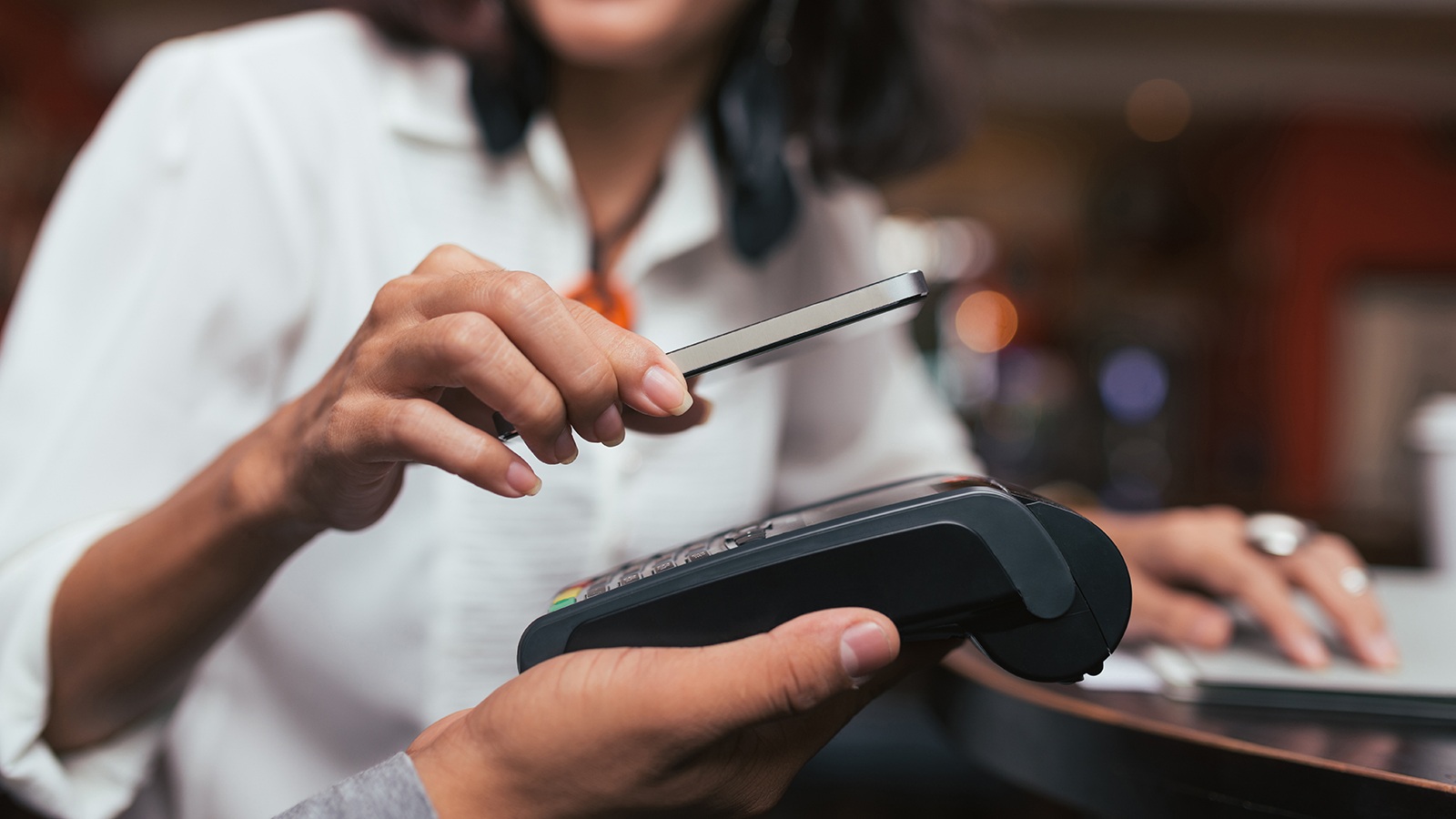 Paying with card at restaurant