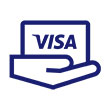 Illustration of a hand holding a Visa card.