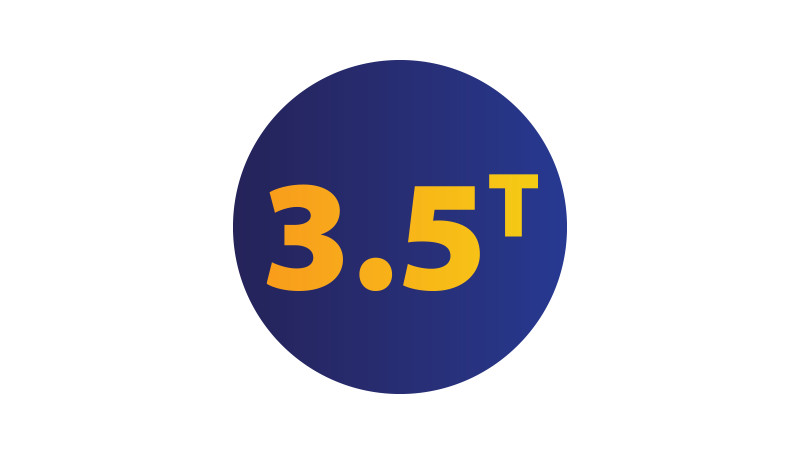 Illustration of a blue circle with the text '3.5T' in the center.